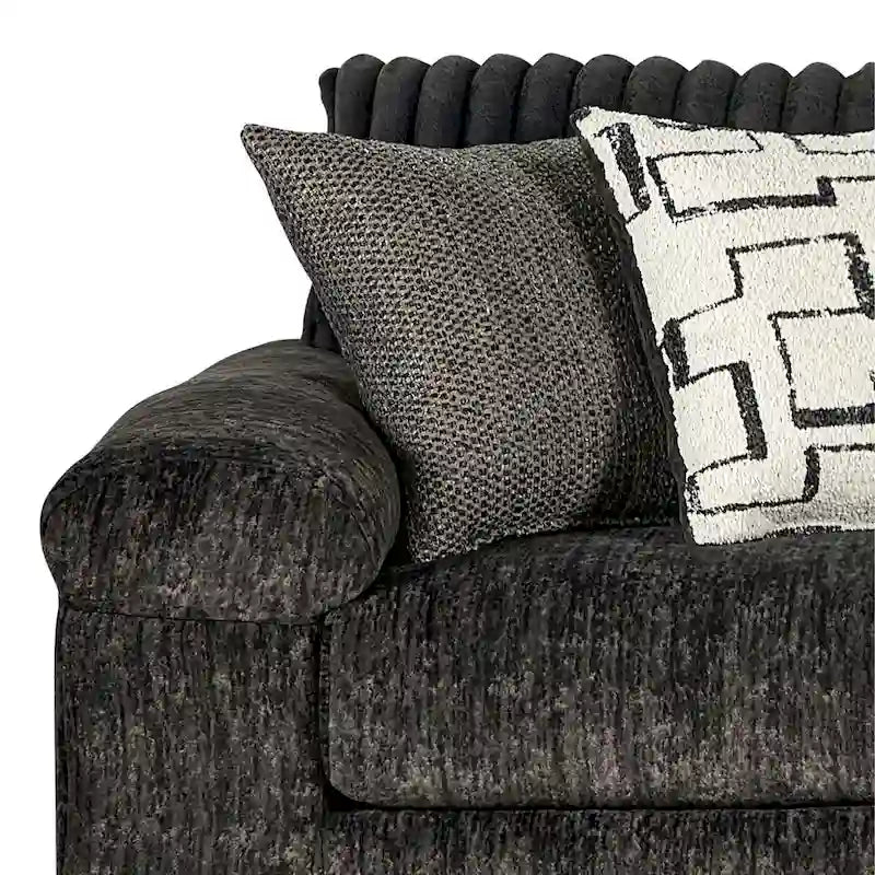 Roundhill Furniture Nason Canapé sectionnel à méridienne en velours côtelé à grosses côtes avec fauteuil et ottoman