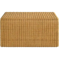Table basse carrée en rotin de 91 cm, bords arrondis, marron texturé naturel