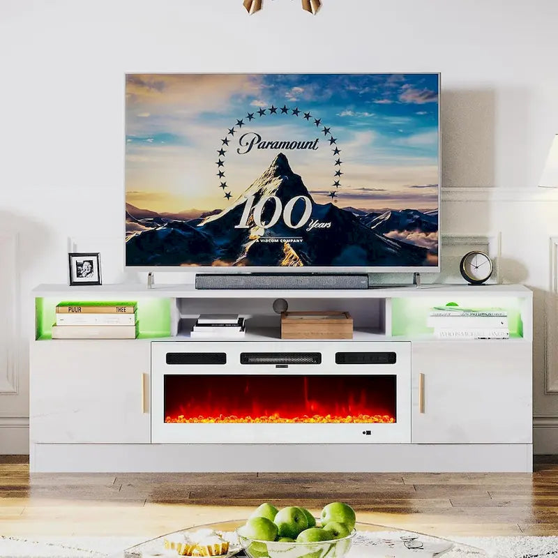 Meuble TV de cheminée de 70 po avec foyer électrique de 36 po