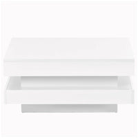 Table basse carrée à 2 niveaux, design minimaliste très brillant avec lumières LED, table basse de salon