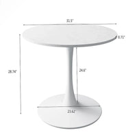 Table à manger ronde moderne 32 pouces à base en métal avec plateau en MDF