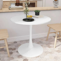 Table à manger ronde moderne 32 pouces à base en métal avec plateau en MDF