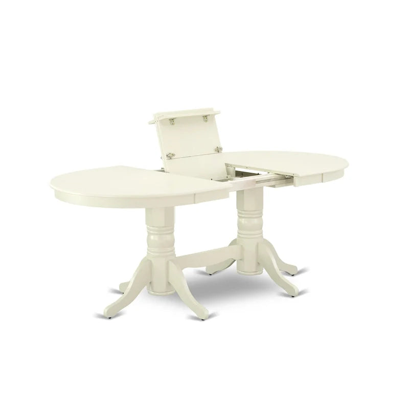 Ensemble de salle à manger East West Furniture - une table à manger ovale et chaises à assise en bois, blanc lin (options de pièces)
