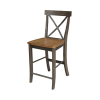 Table de hauteur comptoir ronde de 36 po avec 2 tabourets à dossier en X - Ensemble 3 pièces