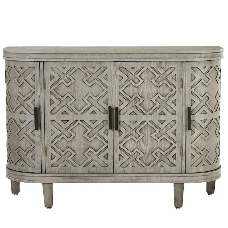 Bahut de rangement d'appoint, meuble en bois avec portes à motifs antiques pour couloir, entrée, salon