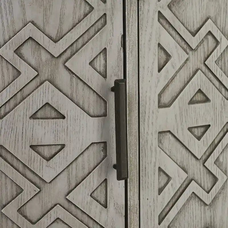 Bahut de rangement d'appoint, meuble en bois avec portes à motifs antiques pour couloir, entrée, salon