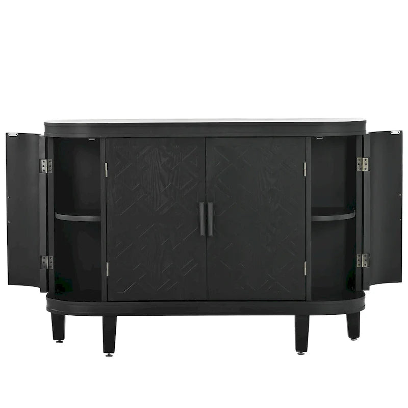 Bahut de rangement d'appoint, meuble en bois avec portes à motifs antiques pour couloir, entrée, salon