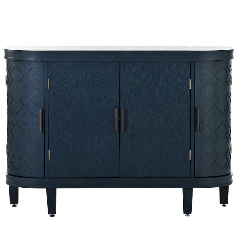 Bahut de rangement d'appoint, meuble en bois avec portes à motifs antiques pour couloir, entrée, salon