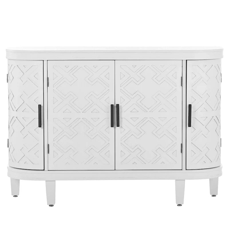 Bahut de rangement d'appoint, meuble en bois avec portes à motifs antiques pour couloir, entrée, salon