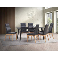 Chaise d'appoint (Lot de 2), Cuir noir et Fini noyer