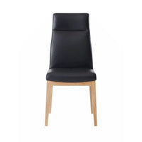Chaise d'appoint (Lot de 2), Cuir noir et Fini noyer