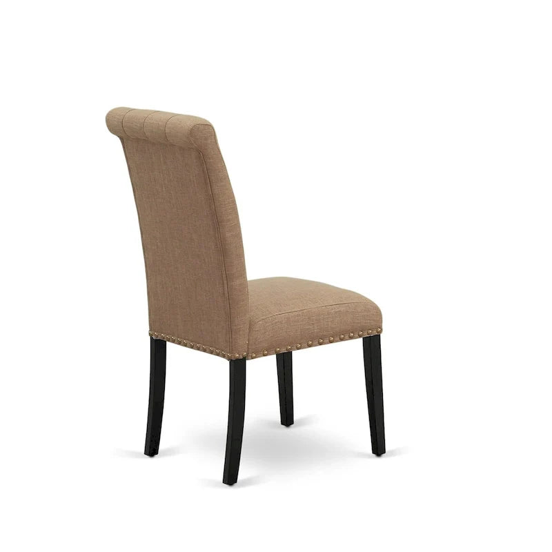 Ensemble de salle à manger 11 pièces East West Furniture - une table à manger et 10 chaises en tissu lin sable clair (options de finition)