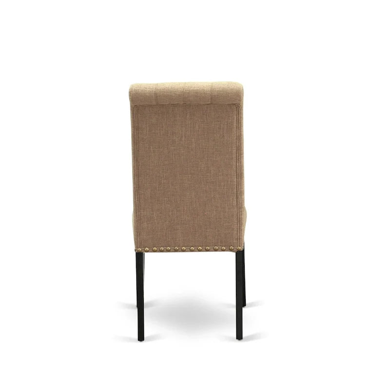 Ensemble de salle à manger 11 pièces East West Furniture - une table à manger et 10 chaises en tissu lin sable clair (options de finition)