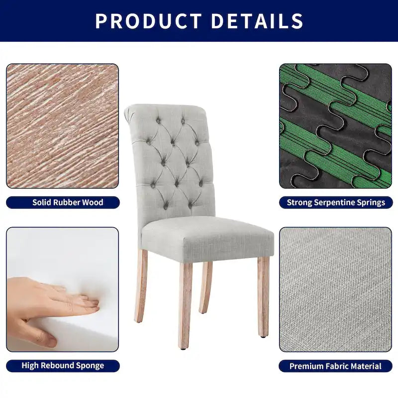 Subrtex (lot de 2) chaise de salle à manger Parsons rembourrée en lin à boutons