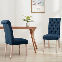 Subrtex (lot de 2) chaise de salle à manger Parsons rembourrée en lin à boutons