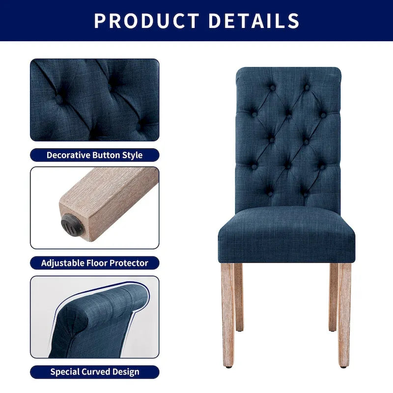 Subrtex (lot de 2) chaise de salle à manger Parsons rembourrée en lin à boutons