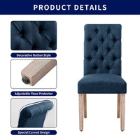 Subrtex (lot de 2) chaise de salle à manger Parsons rembourrée en lin à boutons