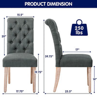 Subrtex (lot de 2) chaise de salle à manger Parsons rembourrée en lin à boutons