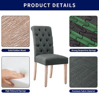 Subrtex (lot de 2) chaise de salle à manger Parsons rembourrée en lin à boutons