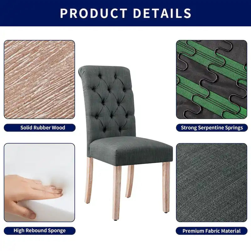 Subrtex (lot de 2) chaise de salle à manger Parsons rembourrée en lin à boutons