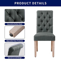 Subrtex (lot de 2) chaise de salle à manger Parsons rembourrée en lin à boutons