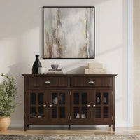Grand buffet de rangement rectangulaire transitionnel en bois massif WYNDENHALL Normandy de 60 po de large en brun brunette