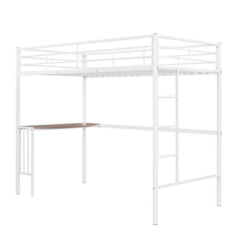 Lit mezzanine métallique avec bureau, échelle et garde-corps