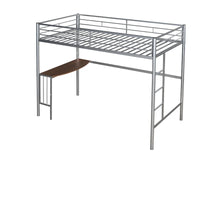 Lit mezzanine métallique avec bureau, échelle et garde-corps