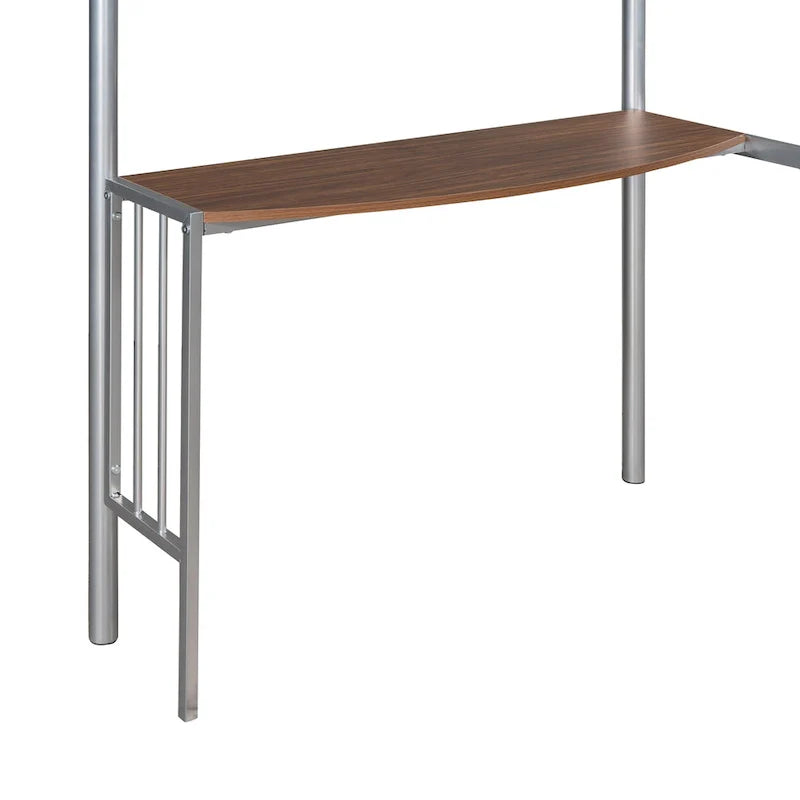 Lit mezzanine métallique avec bureau, échelle et garde-corps
