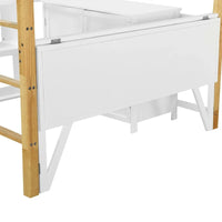 Lit mezzanine en bois Merax avec armoire de rangement intégrée et étagères, bureau pliable