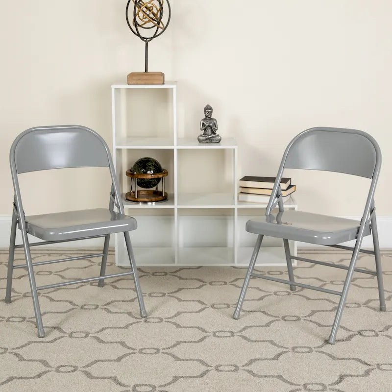 Lot de 4 chaises pliantes en métal à triple renfort et double charnière