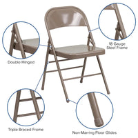 Lot de 4 chaises pliantes en métal à triple renfort et double charnière