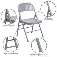 Lot de 4 chaises pliantes en métal à triple renfort et double charnière