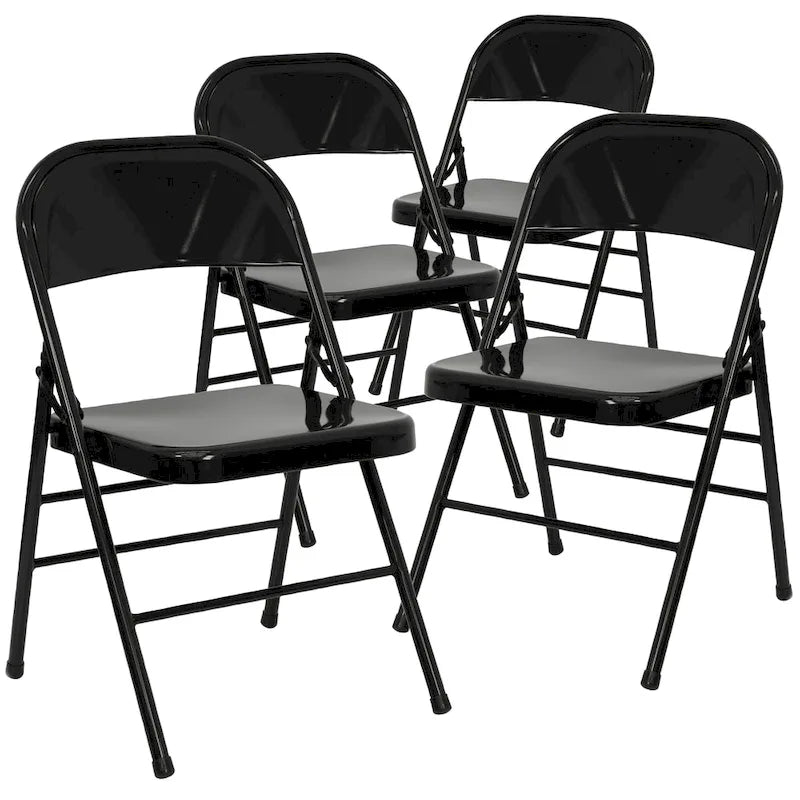 Lot de 4 chaises pliantes en métal à triple renfort et double charnière