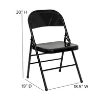 Lot de 4 chaises pliantes en métal à triple renfort et double charnière