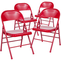Lot de 4 chaises pliantes en métal à triple renfort et double charnière