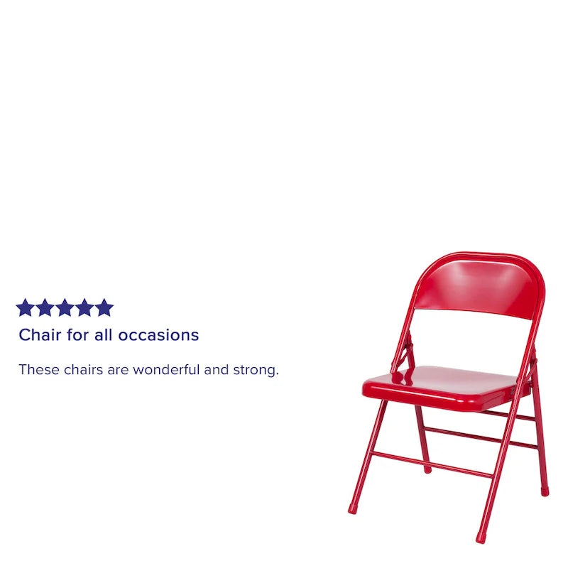 Lot de 4 chaises pliantes en métal à triple renfort et double charnière