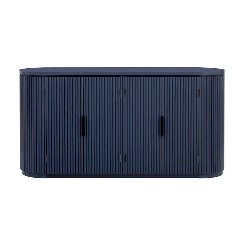 Meuble de rangement vertical rayé avec poignées métalliques, réglable, adapté au bureau, à l'entrée et au salon