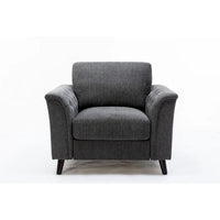 Fauteuil d'appoint Sen 37 pouces, accoudoirs capitonnés, rembourré, lin gris, bois massif