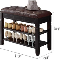 Banc de rangement pour chaussures avec coussin - 31,5P x 13,8L x 18,9H