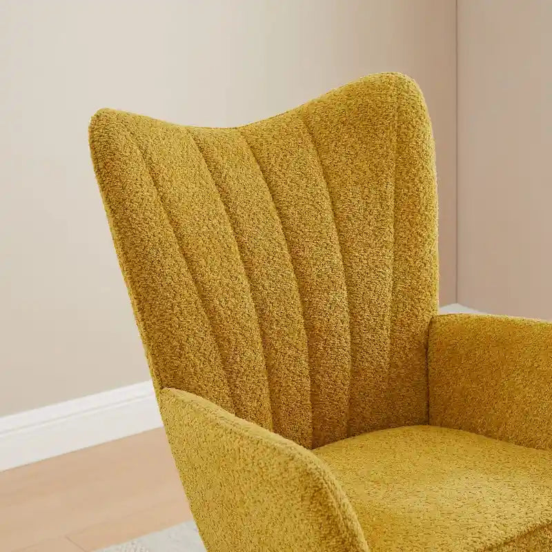 VANOMi 26.77 Large Fauteuil à bascule en tissu bouclette avec pieds en bois (Lot de 2)