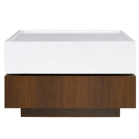 Table basse carrée rotative à 360° avec 2 tiroirs