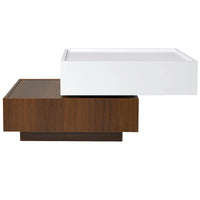 Table basse carrée rotative à 360° avec 2 tiroirs