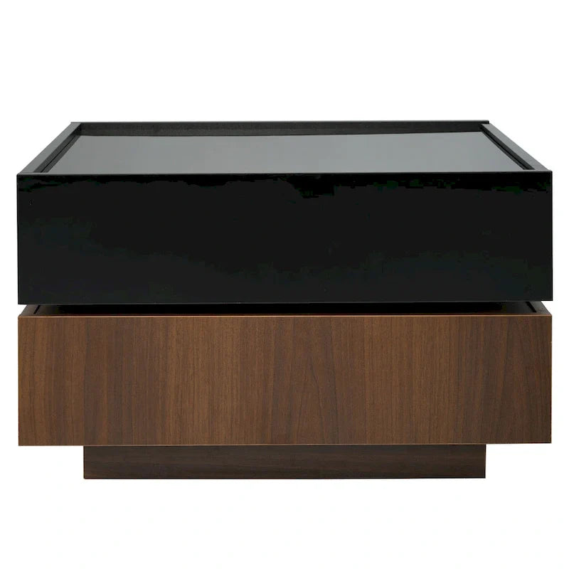 Table basse carrée rotative à 360° avec 2 tiroirs