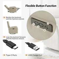 Fauteuil inclinable électrique pivotant en similicuir moderne Valentin avec ports USB par HULALA HOME