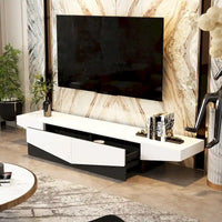 Meuble TV, Meuble multimédia noir et blanc avec 2 tiroirs - 78,7W