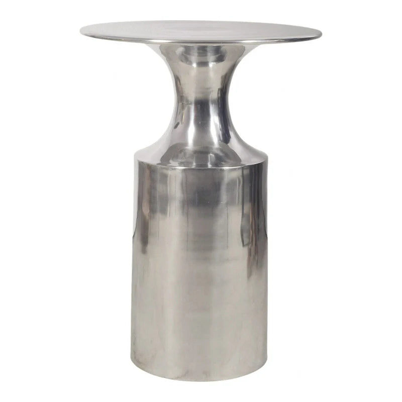 Table d'appoint Macari Art Déco en aluminium poli – 36,8 cm (L) x 36,8 cm (P) x 53,3 cm (H)