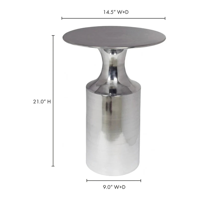 Table d'appoint Macari Art Déco en aluminium poli – 36,8 cm (L) x 36,8 cm (P) x 53,3 cm (H)