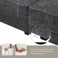 Ensemble canapé-lit sectionnel modulable convertible à combinaison libre 4 places rembourré, assise profonde, ottoman, gris