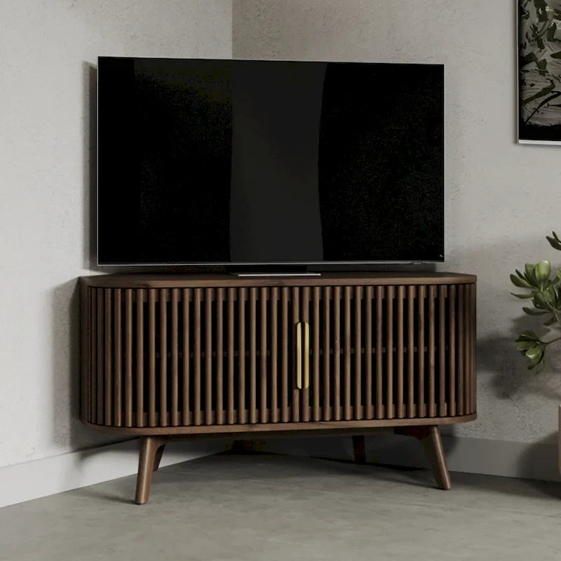 Meuble TV d'angle en bois Studio London Sierra avec accents Mid-Century